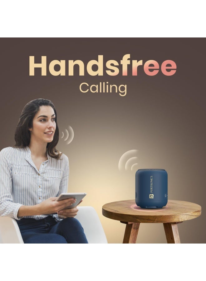 بورترونيكس Portronics SoundDrum 1 12W TWS Portable Bluetooth Speaker with Powerful Bass, Bluetooth 5.3V, 360° Surround Sound, USB Drive in, Type C Fast Charging(Blue) - Image 2